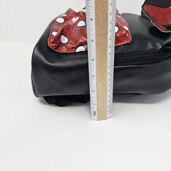 Bioworld Disney Minnie Mouse Backpack Purse Black Red Ears Small Bag Glitter - Picture 5 of 13